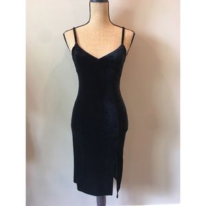 Forever 21 Black Velvet Midi Dress